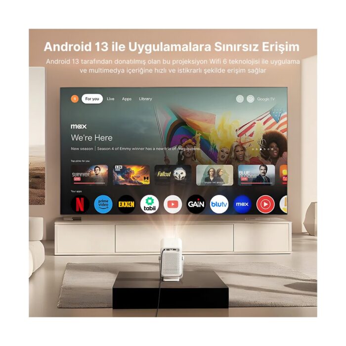 BYINTEK A15 Android 13 FullHD 1080P Destekli Wifi Bluetooth Akıllı Projeksiyon Cihazı - Görsel 3