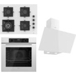 Ferre Flowart Serisi Beyaz Set (SC406-WFA + QBL63CB +D078) - Döküm Izgara / 65 cm Ocak