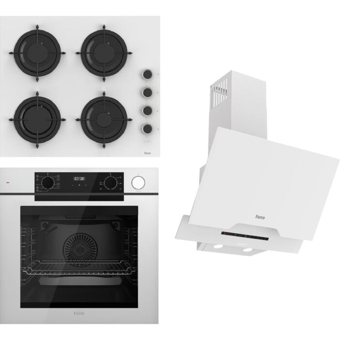 Ferre Steamart-Fryart-Sılentart Serisi Beyaz Set (CS206-FA + QEP64CB +D064-SA ) - Emaye Izgara - Görsel 1