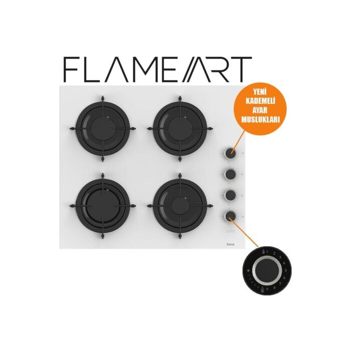 Ferre Steamart-Fryart-Sılentart Serisi Beyaz Set (CS206-FA + QEP64CB +D064-SA ) - Emaye Izgara - Görsel 3