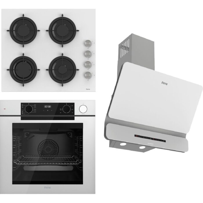 Ferre Steamart-Fryart-Sılentart Serisi Beyaz Set (CS206 + QEP64CB +D081-SA) - Emaye Izgara - Görsel 1