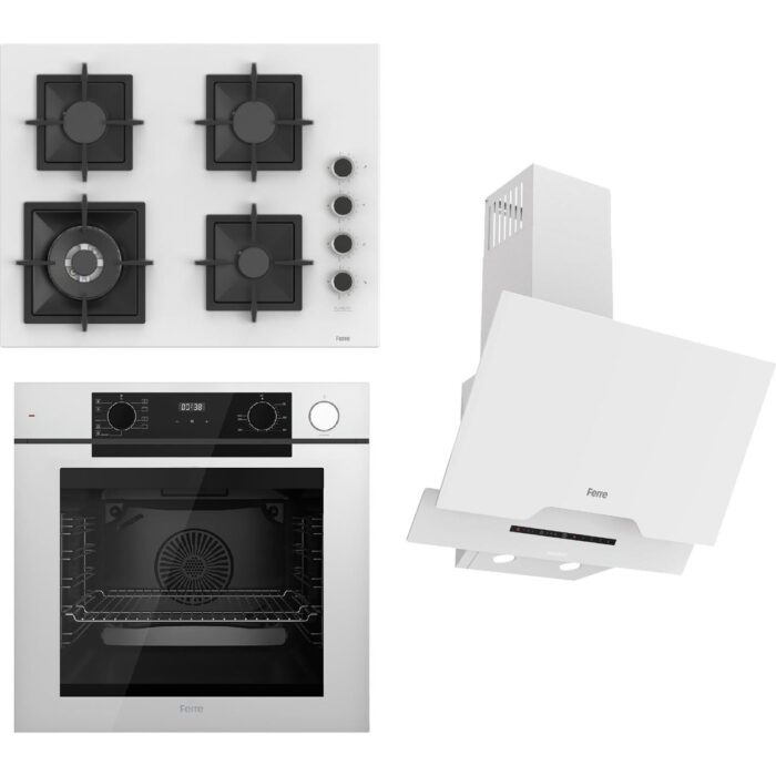 110001048244392.jpg Ferre Steamart-Fryart-Sılentart Serisi Beyaz Set (SC406-WFA + QEP64CB +D064-SA) - Döküm Izgara / 65 cm Ocak - Görsel 1