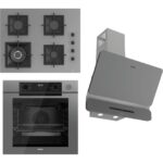 Ferre Steamart-Fryart-Sılentart Serisi Gri Set (SC408-WFA + QEP64CPR +D082-SA) - Döküm Izgara / 65 cm Ocak