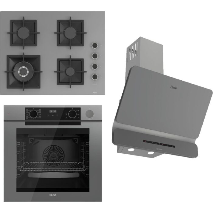 110001048278292.jpg Ferre Steamart-Fryart-Sılentart Serisi Gri Set (SC408-WFA + QEP64CPR +D082-SA) - Döküm Izgara / 65 cm Ocak - Görsel 1