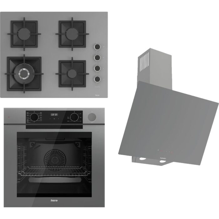 110001048279016.jpg Ferre Steamart-Fryart-Sılentart Serisi Gri Set (SC408-WFA + QEP64CPR +D079-SA) - Döküm Izgara / 65 cm Ocak - Görsel 1