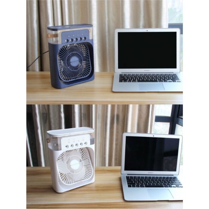 Teknoloji Gelsin Buzlu Vantilatör Mini Fan 5 Spreyli Su Püskürtmeli 600 ml Buhar Makinesi Nemlendirici Mini Klima Rgb - Görsel 5