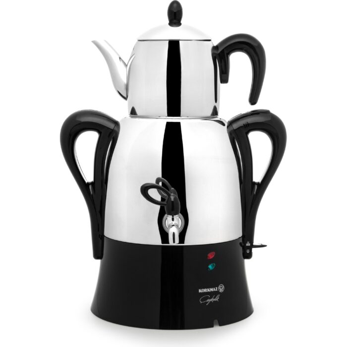 110001059223794.jpg Korkmaz A341-04 Çaykolik Siyah 2000 W Çelik Semaver / Siyah - Görsel 1