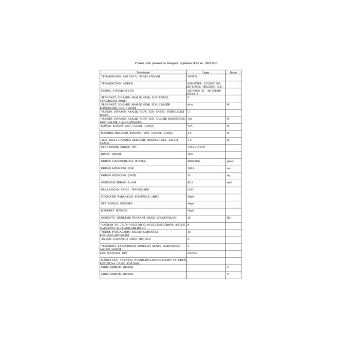 Vestel 55UV9750 55'' 139 Ekran Uydu Alıcılı 4K Ultra HD Smart VİDAA LED TV - Görsel 5