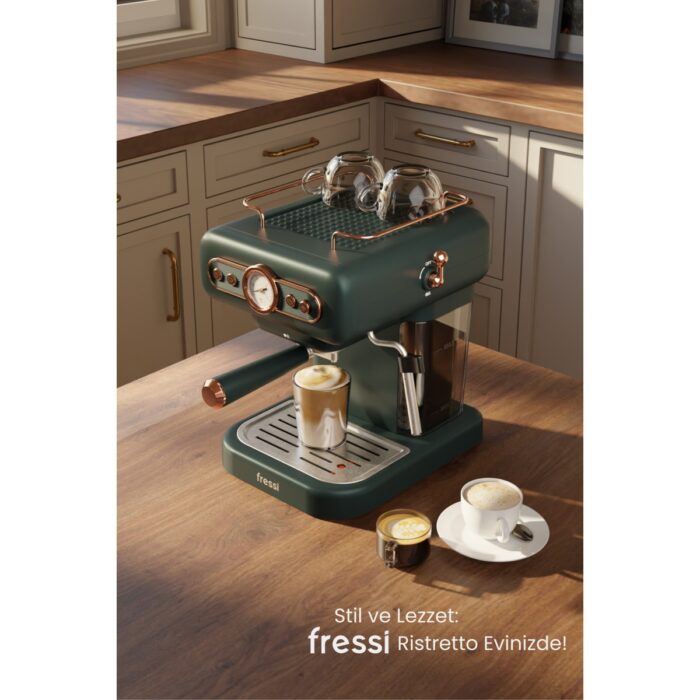 Fressi Em-01 Ristretto Süt Köpürtücülü 20BAR Basınçlı Espresso Latte Cappuccino Americano Makinesi 1,2lt - Görsel 2