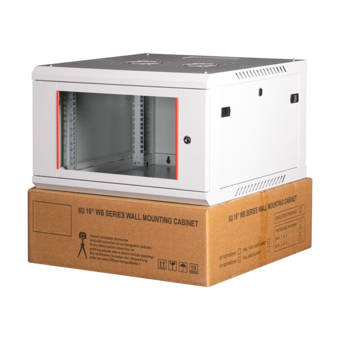 110001064694304.jpg Lande - 6u 19" Duvar Tipi Rack Kabinet – Genişlik: 600 mm | Derinlik: 600 mm – Açık Gri (Demonte) - Görsel 1