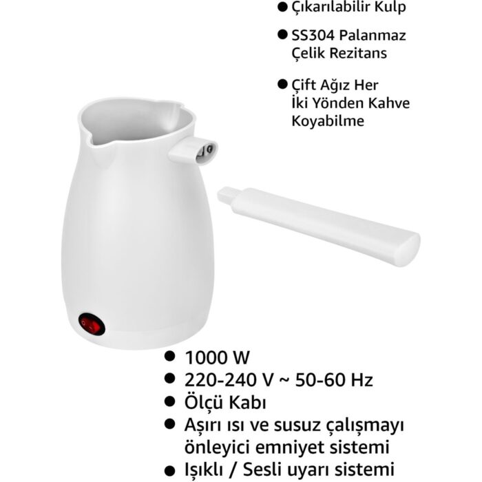 Awox Caffeen Türk Kahvesi Makinesi Elektrikli Cezve Beyaz - Görsel 2