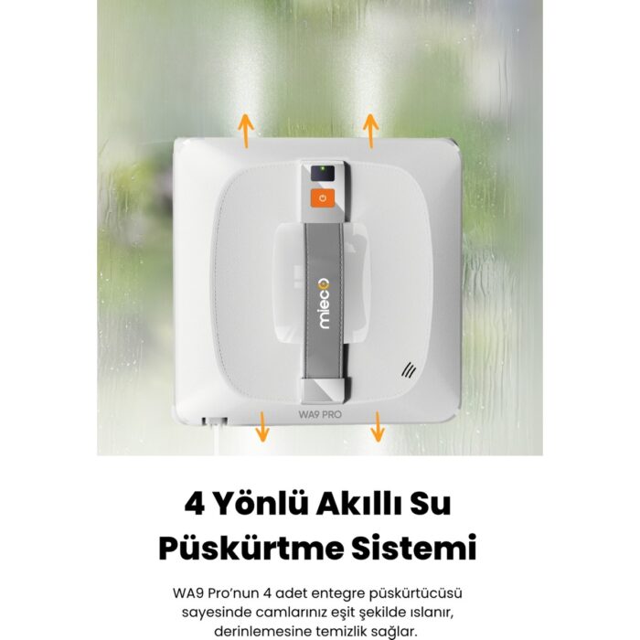 Mieco WA9 Pro Çift Yönlü Su Püskürtmeli Cam Temizleme Robotu (Kumandalı) - Görsel 5