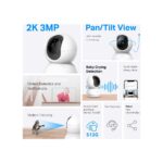 TP-Link Tapo C210 | Akıllı Wi-Fi Güvenlik Kamerası | 2K 3MP | 360° Hareket Takibi | 9m Gece Görüşü | Çift Yönlü Ses | Sesli Alarm | Bebek Ağlaması Tespiti | Bulut/SD Kart Depolama | Anlık Uyarılar - Görsel 2