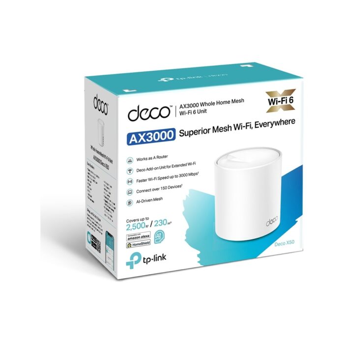 TP-Link Deco X50 (1-Pack) | Wi-Fi 6 Mesh Sistemi | AX3000 Mbps Hız | Fiber Uyumlu | Çift Bant | Gigabit Port | 150 Cihaz | 230 m² Kapsama | WPA3 | Mobil Uygulama ile Kolay Kurulum - Görsel 3