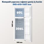 Kumtel Çift Kapılı No Frost Buzdolabı 266L HTMF-270 - Görsel 3