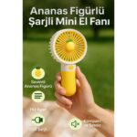 Aksesuar Kasabası Sevimli Meyve Figürlü Şarjlı Taşınabilir Mini El Fanı ve Masa Fanı Soğutucu Pervane
