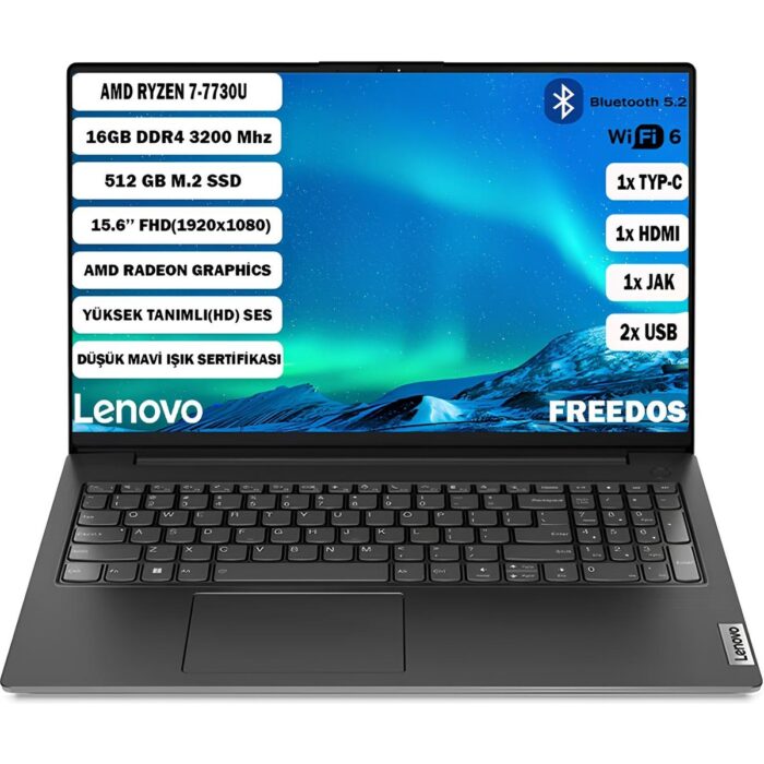 Lenovo V15 G4 ABP Amd Ryzen 7 7730U 16 GB 512 GB SSD 15,6" FHD Freedos Taşınabilir Bilgisayar 82YY0012TR+165 - Görsel 1