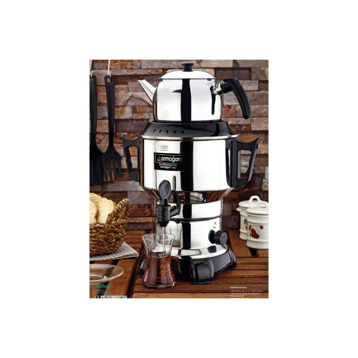 110001080939447.jpg Aldente Elektirikli 4.5 Lt Çelik Semaver Çaycı - Görsel 1