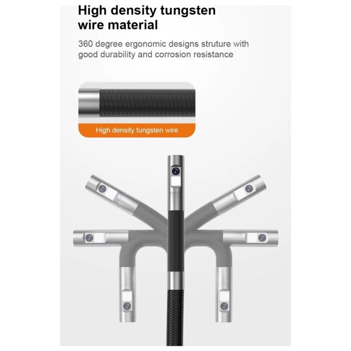 Anesok S10 360° Oynar Başlı Çift Kameralı 6mm Dual Lens 1 metre Yarı Sert Kablo Su Geçirmez Endoskop Kamera - Görsel 3