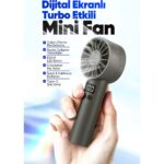 Moen Taşınılabilir Şarjlı El Fanı - Turbo Üfleme Teknolojisi , LCD Kademe Ayarlama , Yüksek Dayanıklılık