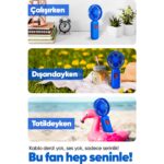 Moen Taşınılabilir Şarjlı El Fanı - Turbo Üfleme Teknolojisi, 3 Kademe Hız Ayarı, Yüksek Dayanıklılık - Görsel 3