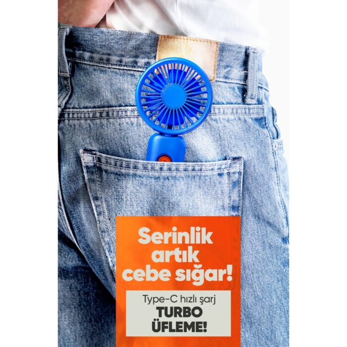 Moen Taşınılabilir Şarjlı El Fanı - Turbo Üfleme Teknolojisi, 3 Kademe Hız Ayarı, Yüksek Dayanıklılık - Görsel 4