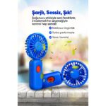 Moen Taşınılabilir Şarjlı El Fanı - Turbo Üfleme Teknolojisi, 3 Kademe Hız Ayarı, Yüksek Dayanıklılık - Görsel 5