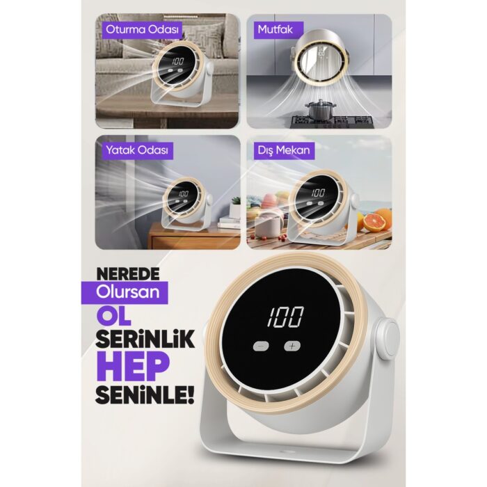 Moen Şarjlı Turbo Masa Fanı Duvara Monte Edilebilir, Yüksek Üfleme Gücü, 5 Kademe Ayarlanabilir Hız - Görsel 2