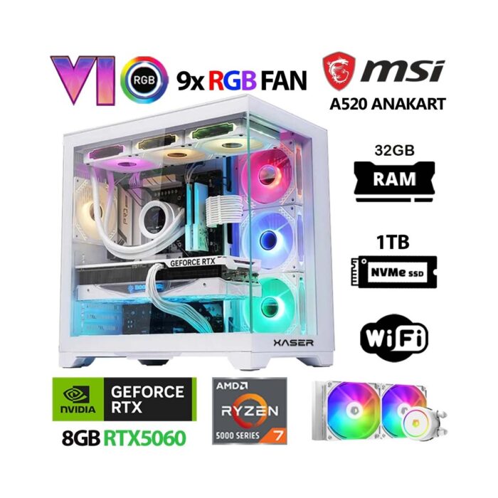 110001084800622.jpg Xaser Sword X60 Ryzen 7 5700X 32GB Ram 1tb M.2 Nvme SSD 8gb RTX5060 Sıvı Soğutmalı Oyuncu Bilgisayarı - Görsel 1