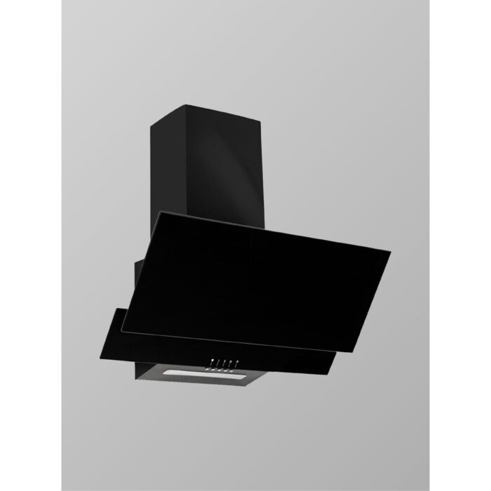 Exep ED-401 Siyah Cam Davlumbaz Duvar Tipi Eğimli Tasarım 60 cm 450 m³/h Hava Debisi - Görsel 1