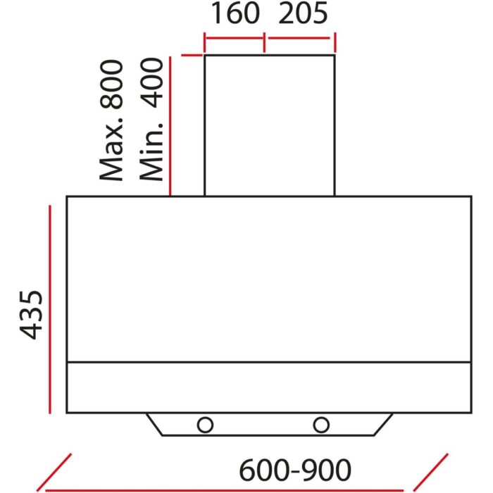 Exep ED-401 Siyah Cam Davlumbaz Duvar Tipi Eğimli Tasarım 60 cm 450 m³/h Hava Debisi - Görsel 3