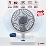 Enkado Taşınabilir Şarjlı Sessiz Mini Vantilatör 4 Kademe Hız LED Ekran Döner Başlıklı Masaüstü Fan Soğutucu