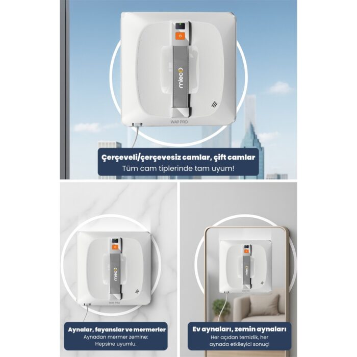 Mieco WA9 Pro Çift Yönlü Su Püskürtmeli Cam Temizleme Robotu (Kumandalı) - Görsel 3