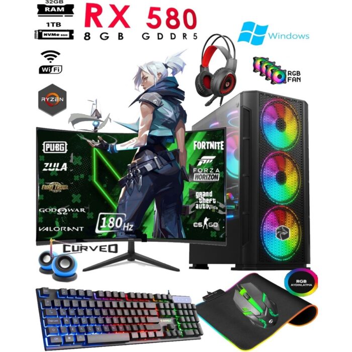 110001089914110.jpg Teknocity TC80X Ryzen 5 5500 32GB 1tb M.2 Nvme SSD RX580 8gb 24'' 180hz Curved Oyuncu Masaüstü Bilgisayarı - Görsel 1