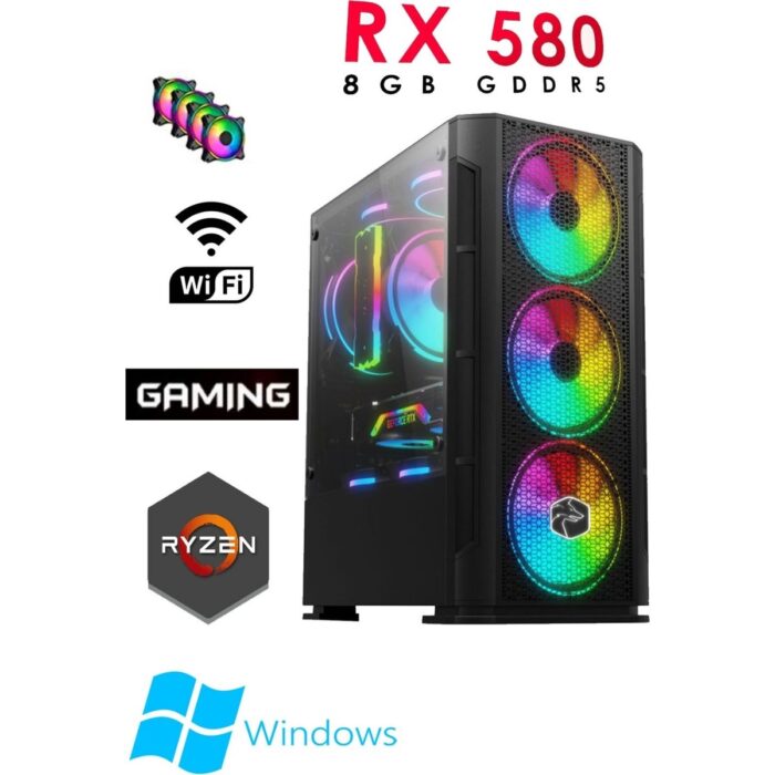 Teknocity TC80 Ryzen 5 5500 16GB Ram 512GB SSD RX580 8gb 24'' 180hz Curved Oyuncu Masaüstü Bilgisayarı - Görsel 2