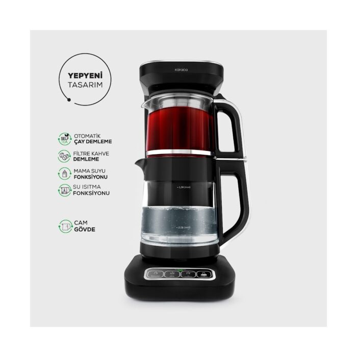 Karaca Robotea Pro 4 in 1 Konuşan Cam Çay Makinesi Black Chrome - Görsel 4
