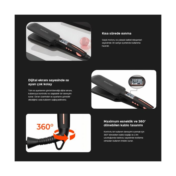 RossClean Favored Star 2 Pro LED Ekranlı Geniş Plaka Saç Düzleştirici - Görsel 5