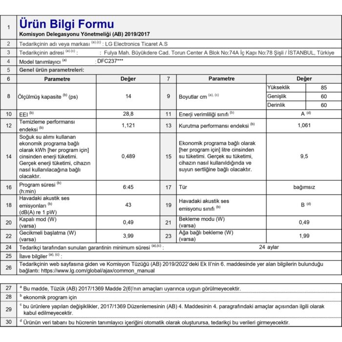 Lg DFC237HMS 8 Programlı 14 Kişilik Mat Siyah Bulaşık Makinesi - Görsel 5