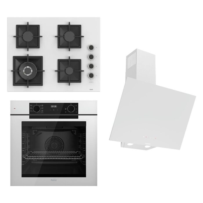 Ferre Fryart-Silentart Serisi Beyaz Set (SC406-WFA + QEP63CB +D078-SA ) - Döküm Izgara / 65 cm Ocak - Görsel 1