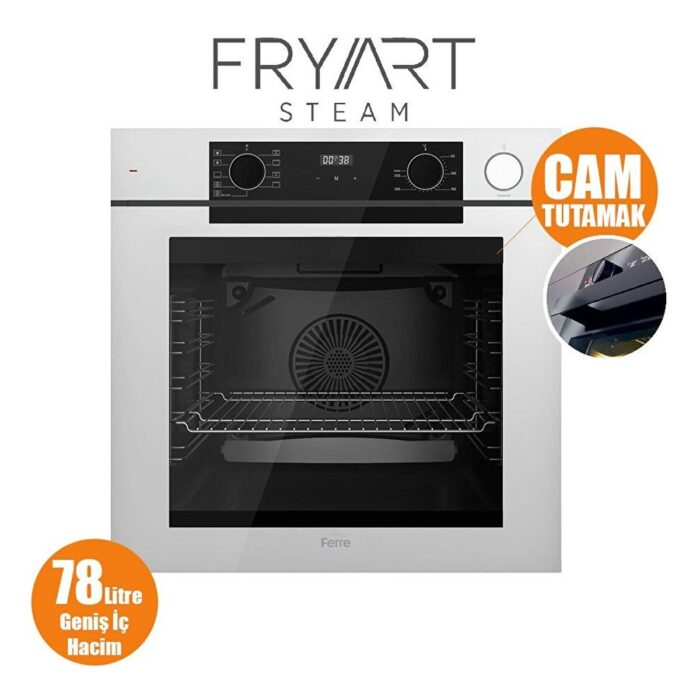 Ferre Steamart-Fryart Serisi Beyaz Set (SC406-WFA + QEP64CB +D078 ) - Döküm Izgara / 65 cm Ocak - Görsel 5