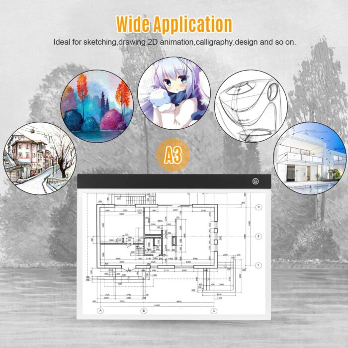 Monozone A3 LED Işıklı Çerçeve Çizim Tableti Dijital Grafik Sanat Animasyon Eskiz Çizim Kopyalama - Görsel 2