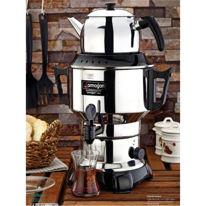 Aldente 4.5 L Elektrikli Semaver – Gri Paslanmaz Çelik Gövde, Sıcak Tutma ve Enerji Tasarrufu Özellikli - Görsel 2