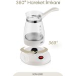 Sinbo Elektrikli Cam Cezve - 500 ml, 5 Fincan Kapasitesi, Hızlı Kaynatma Özelliği, Isıya Dayanıklı, Şık Beyaz Tasarım - Görsel 4