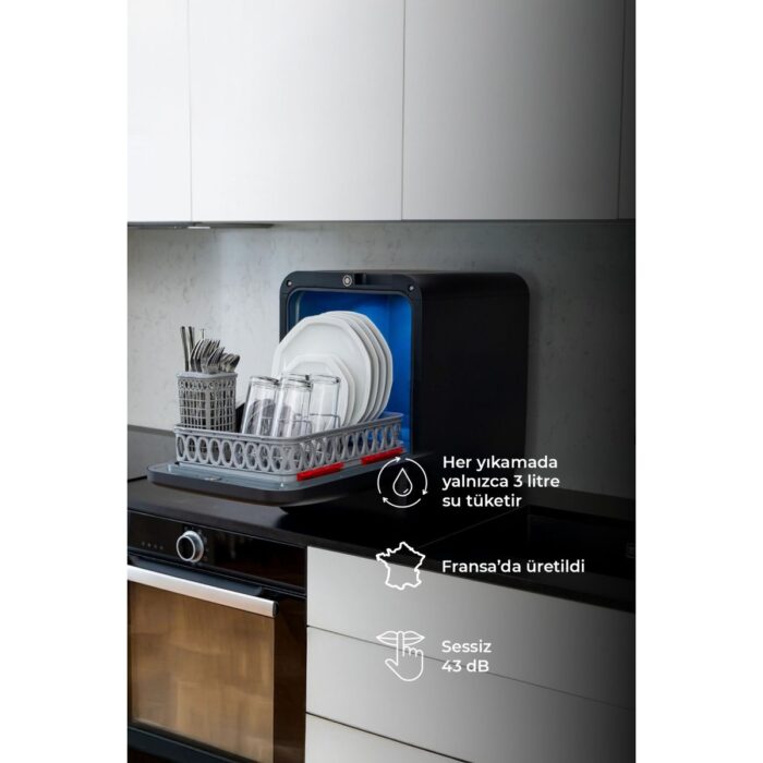 Bob Tezgah Üstü Mini Bulaşık Makinesi Siyah Bakır - Görsel 5