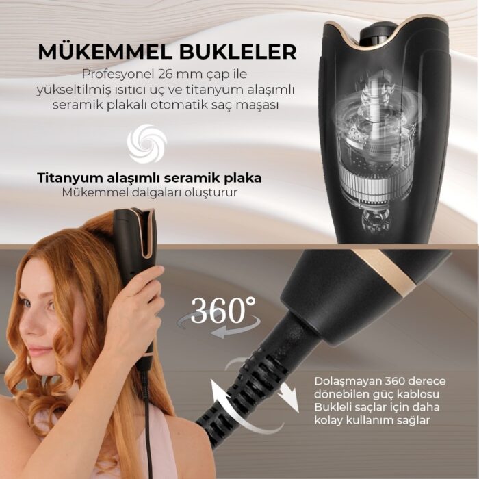 Fabcio Airwave Otomatik Dijital Ekranlı Bukle Maşası - Görsel 3