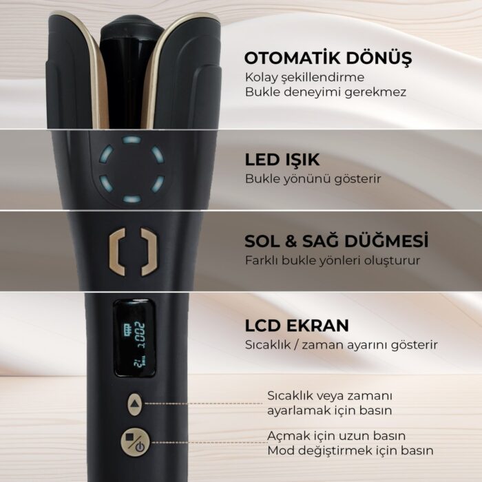 Fabcio Airwave Otomatik Dijital Ekranlı Bukle Maşası - Görsel 4