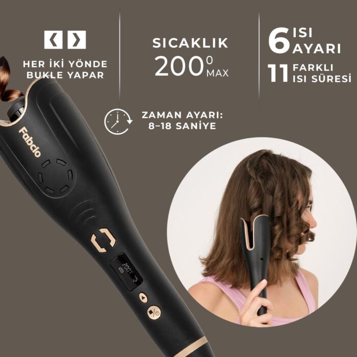 Fabcio Airwave Otomatik Dijital Ekranlı Bukle Maşası - Görsel 5