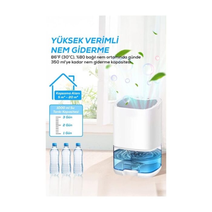 Dempower 1000ML Su Hazneli LED Işıklı Nem Alma Cihazı - Görsel 2