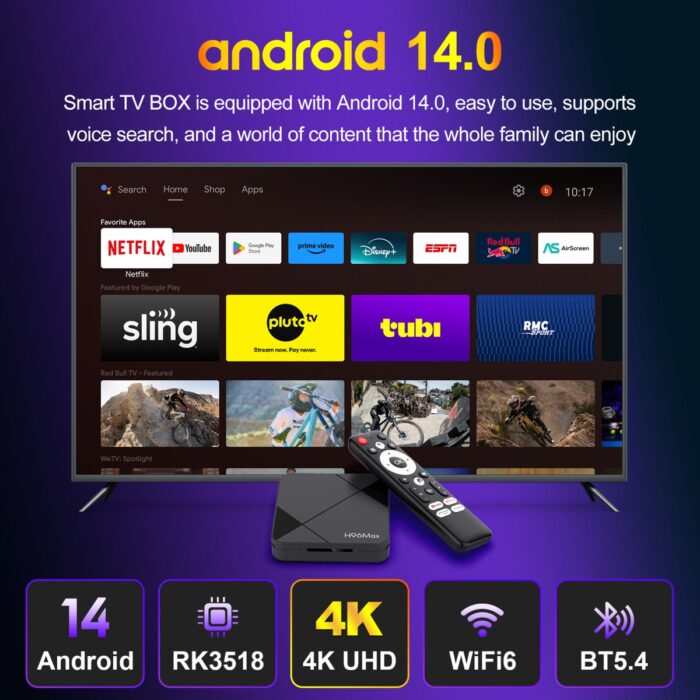 H96MAX RK3518 4K Android 14.0 Tv Box 2GB+16GB Medya Oynatıcı Air Mouse Wifi6 Bt 5.4 Ethernet Sesli Komut - Görsel 5