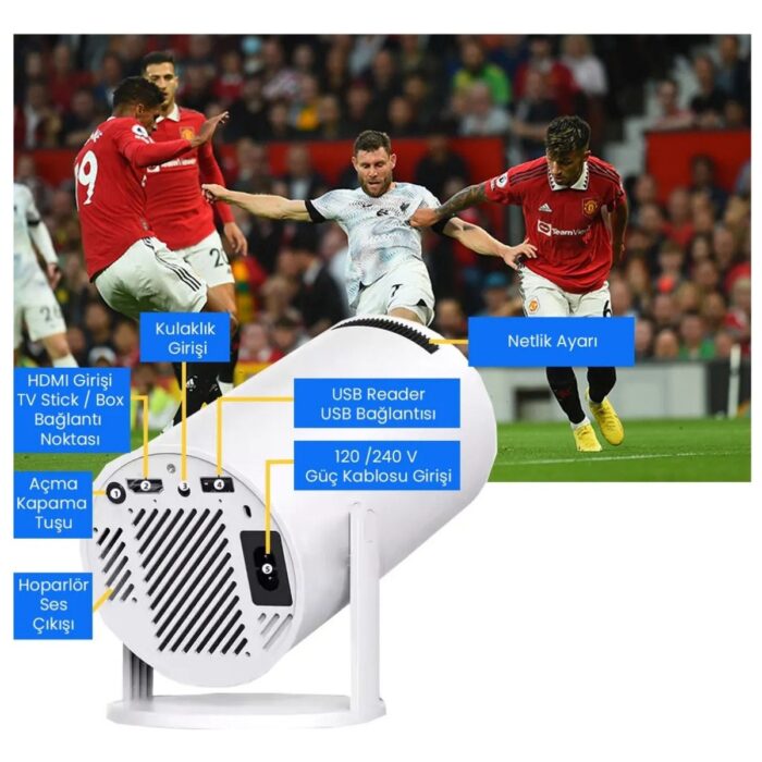 BlueCase HY300 Ultra Hd 1280X720 Piksel 1800 Lümen HDMI Multimedia Projeksiyon Cihazı - Görsel 4